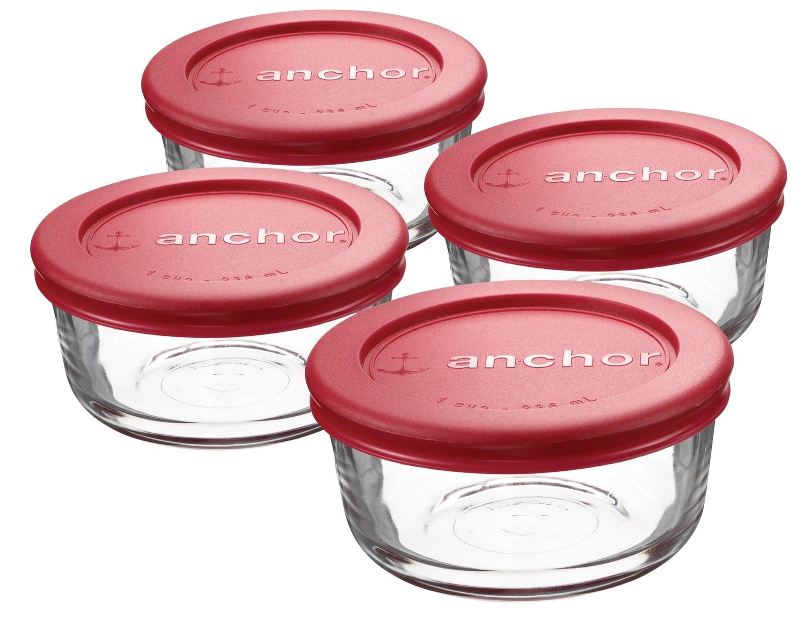 Glass Round Storage Containers with Lids, 4 Count O9B8 - product image 1