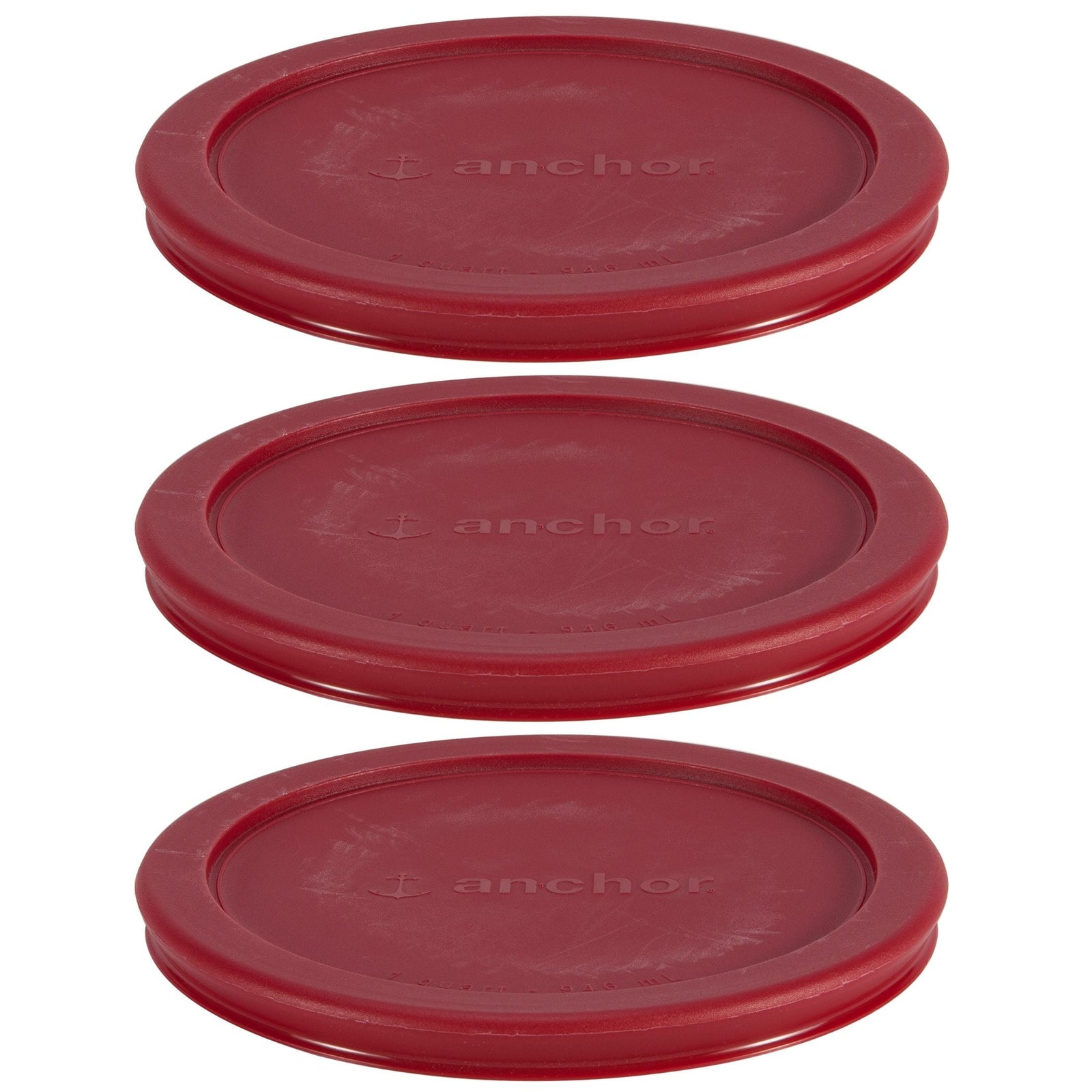 Plastic Lid Set, Red, 3-pc x 4-Cup D0O6 - product image 1