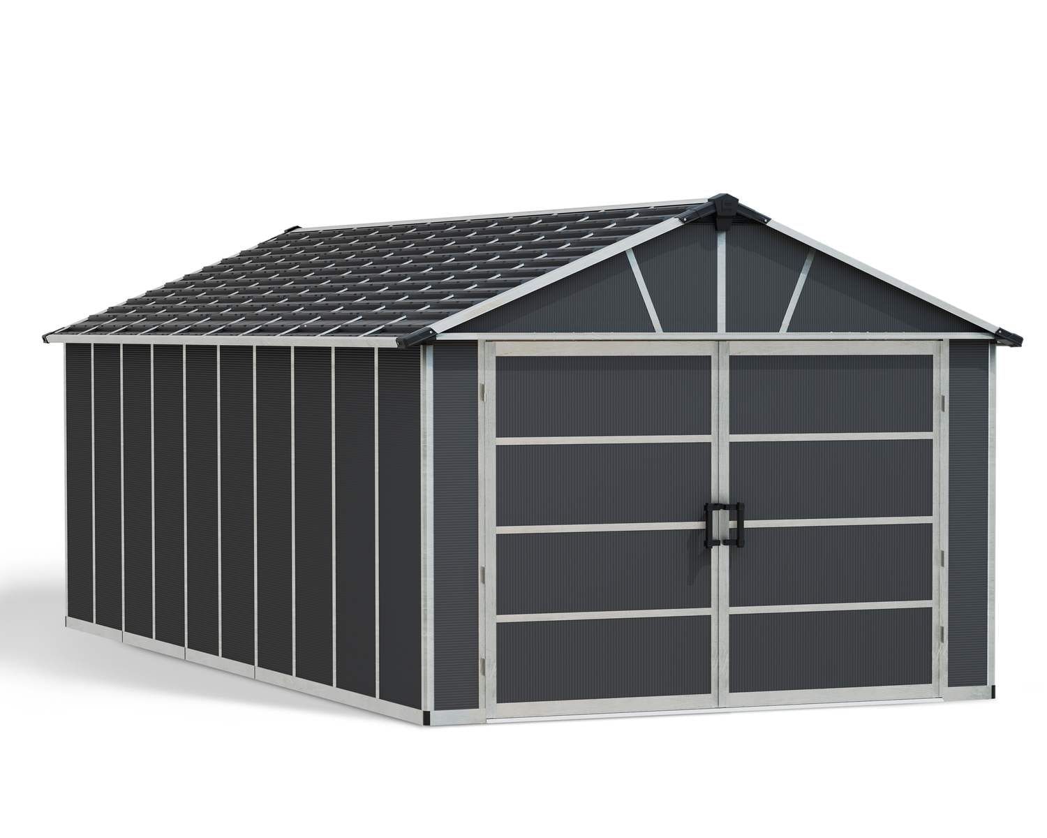 by Palram Yukon 2-Door Car Garage/Utility Storage Shed Kit, Dark Grey, 11x21-ft S5L6 - product image 1