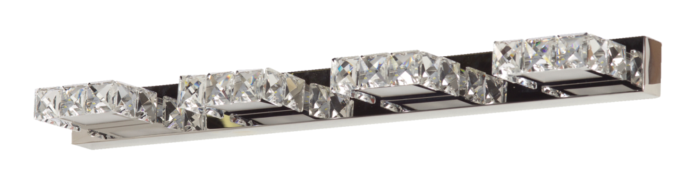 Isabella 4-Light Crystal Design LED Vanity Light Fixture, Chrome D7S8 - product image 1