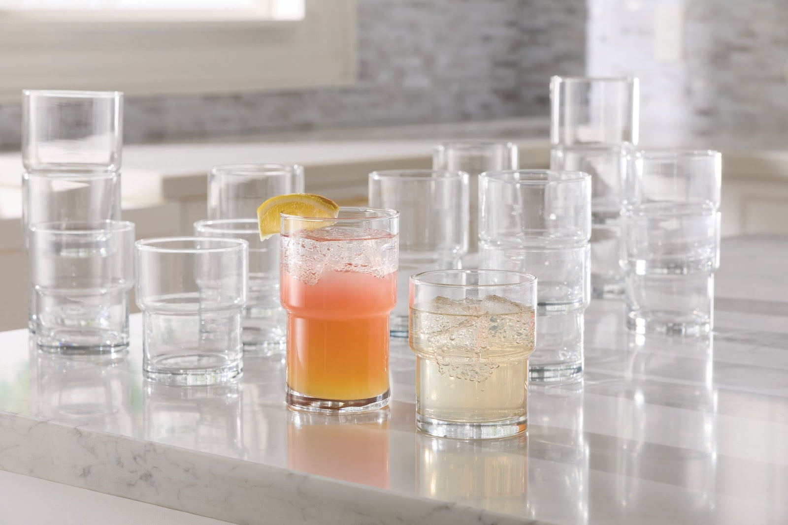 Stacking Glassware Tumbler Set, 12 & 16 oz, 16-pc X2R9 - product image 2