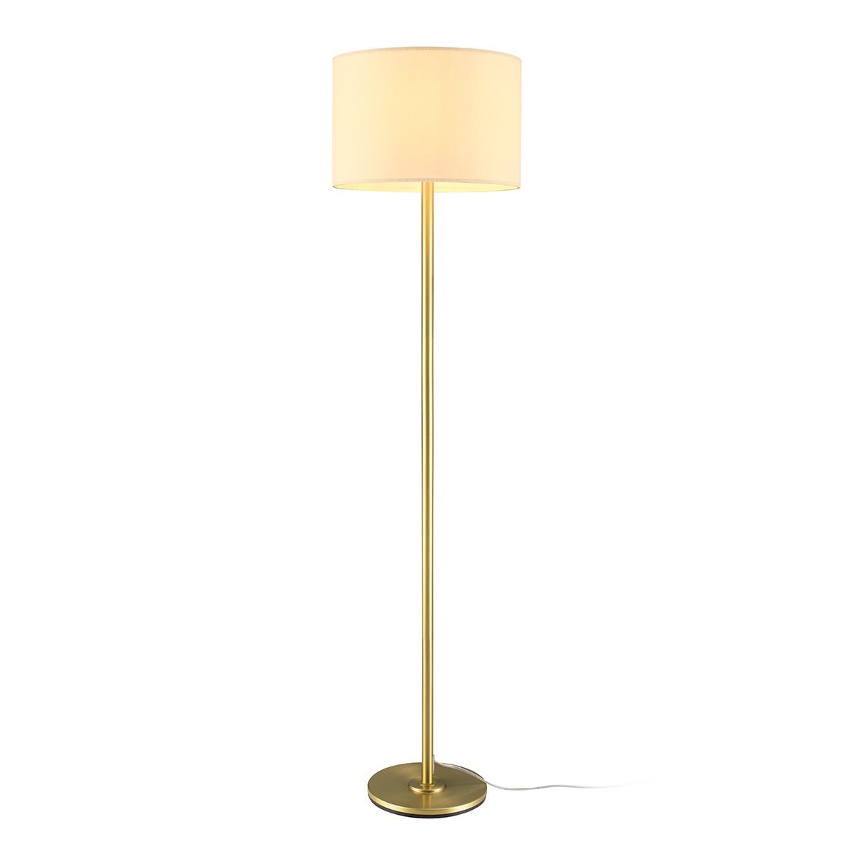 White Drum Shade Floor Lamp, 16-in, Metallic Gold/Matte Brass O5R8 - product image 1