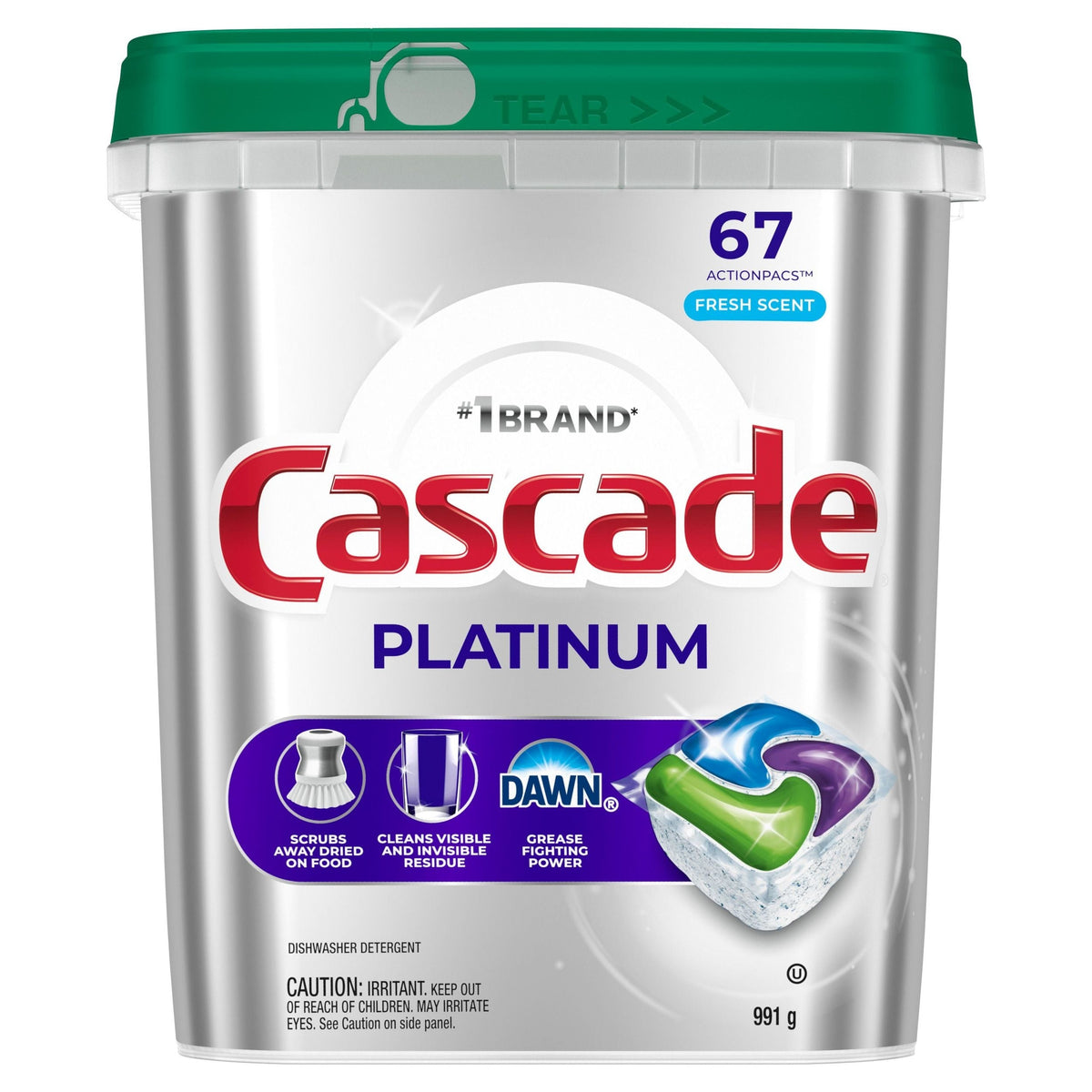 Platinum ActionPacs Dishwasher Detergent Pods, Fresh, 67 Count P2B1 - product image 1