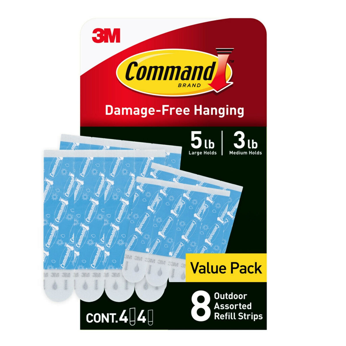 8-Piece 5-lb Medium and Large White All Weather Outdoor & Bath Damage Free Hanging Strips E2L9 - product image 1