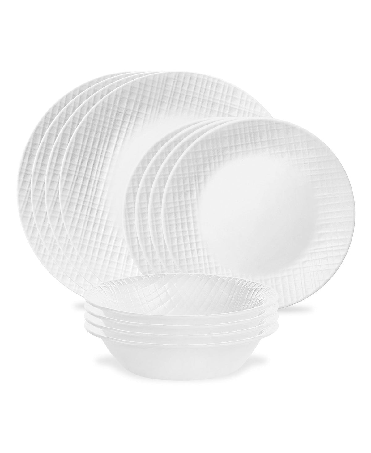 Linen Weave Dinnerware Set, Serves 4, 12-pc, White P4Z5 - product image 1