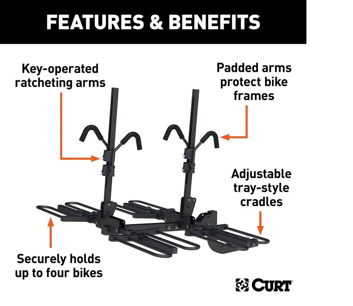 18087 Tray-Style Hitch-Mounted Bike Rack (4-Bike, 2-in Shank) F6G9 - product image 5