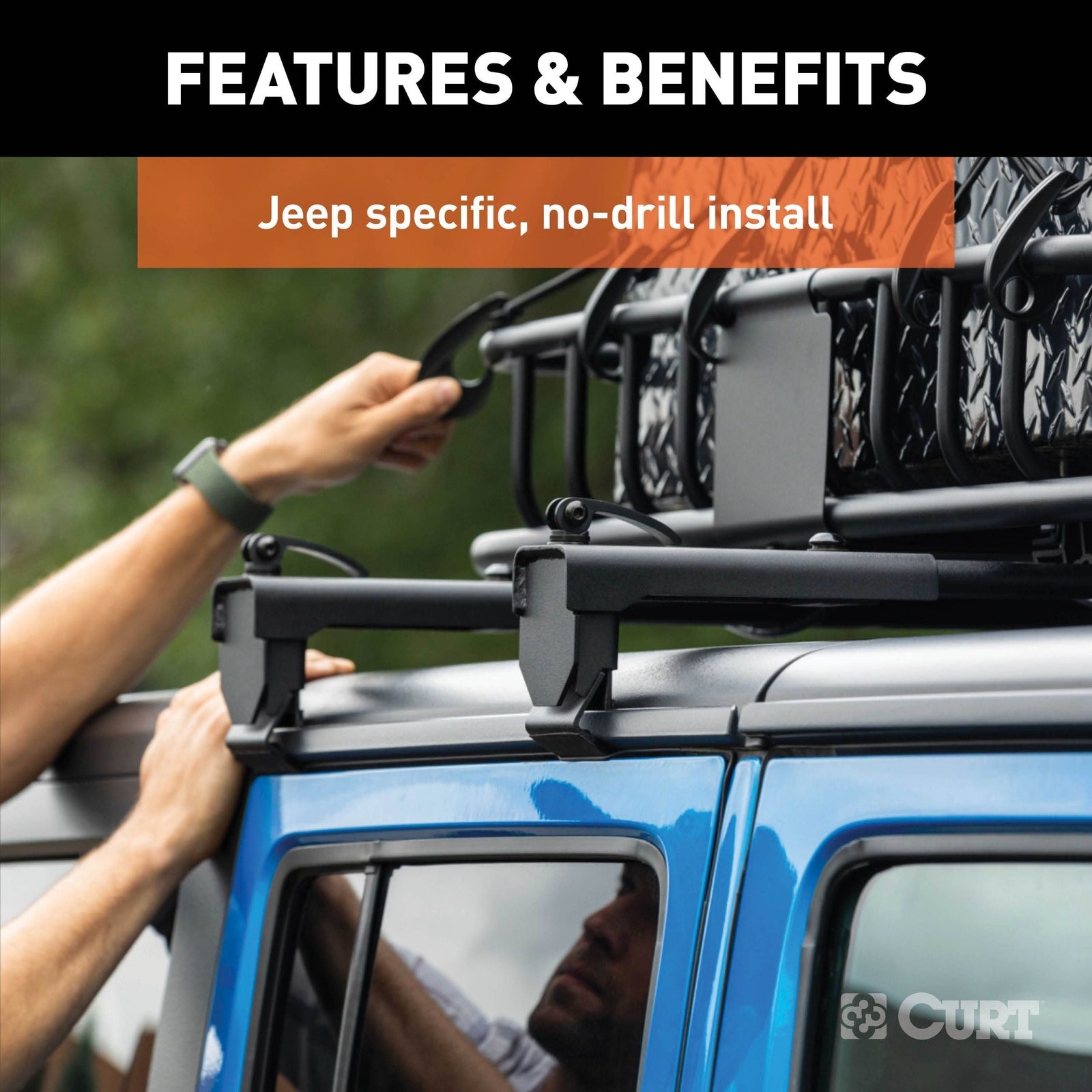 18122 Quick-Release Roof Rack Crossbars, Black Steel, Select Wrangler JK V3O0 - product image 2