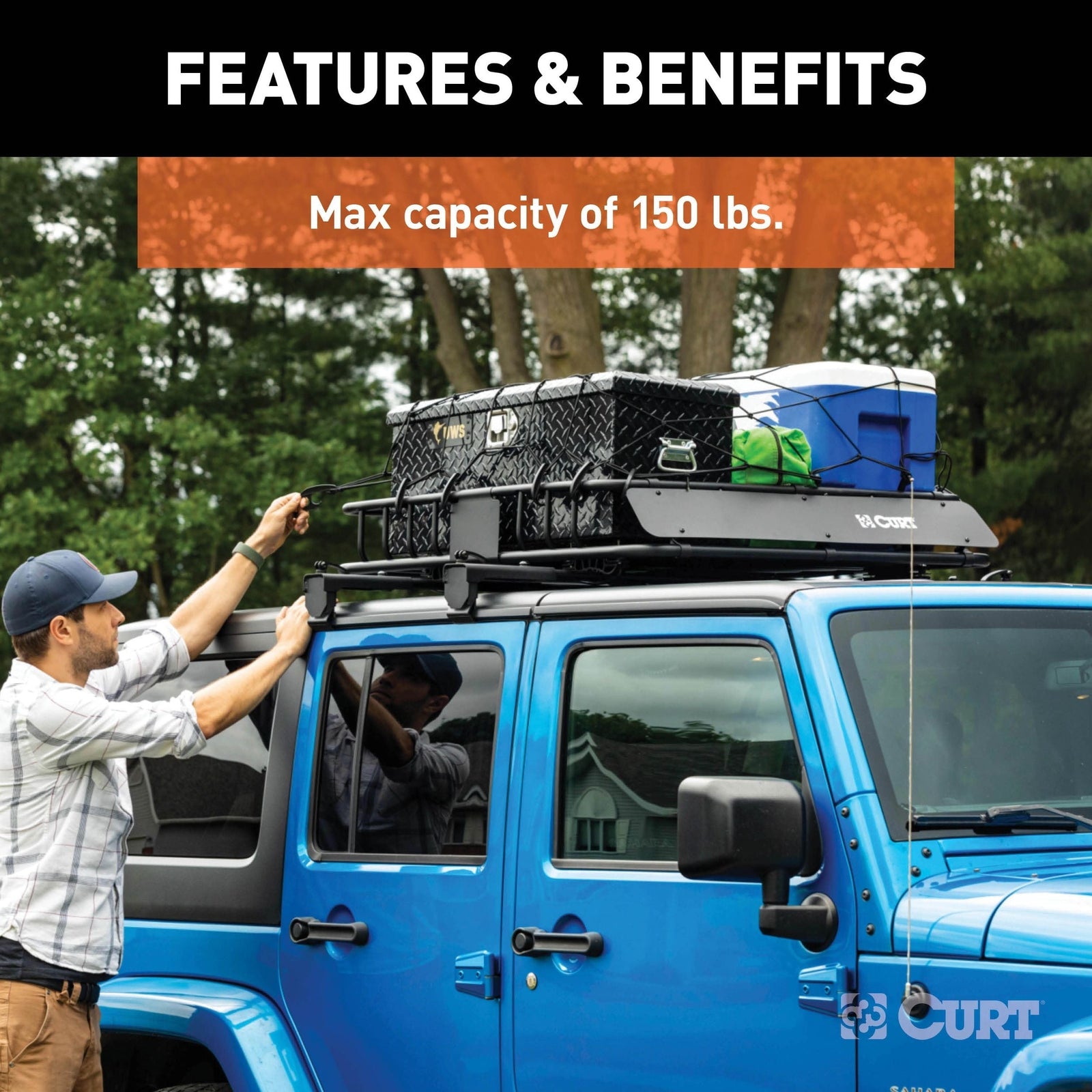 18122 Quick-Release Roof Rack Crossbars, Black Steel, Select Wrangler JK V3O0 - product image 3