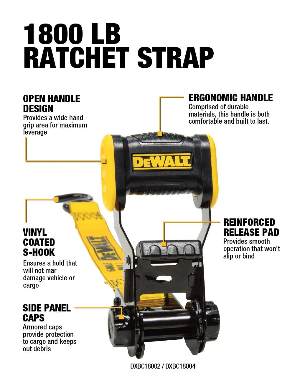 DXBC18004 1,800-lb Ratchet Tie-Down Straps, 1.25-in x 12-ft, 4-pk K8T1 - product image 4