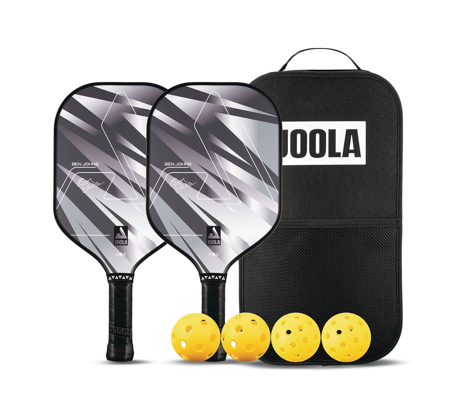 Ben Johns Silver Lightning 10mm Pickleball Paddle & Indoor/Outdoor Ball Set, Black K4M7 - product image 1