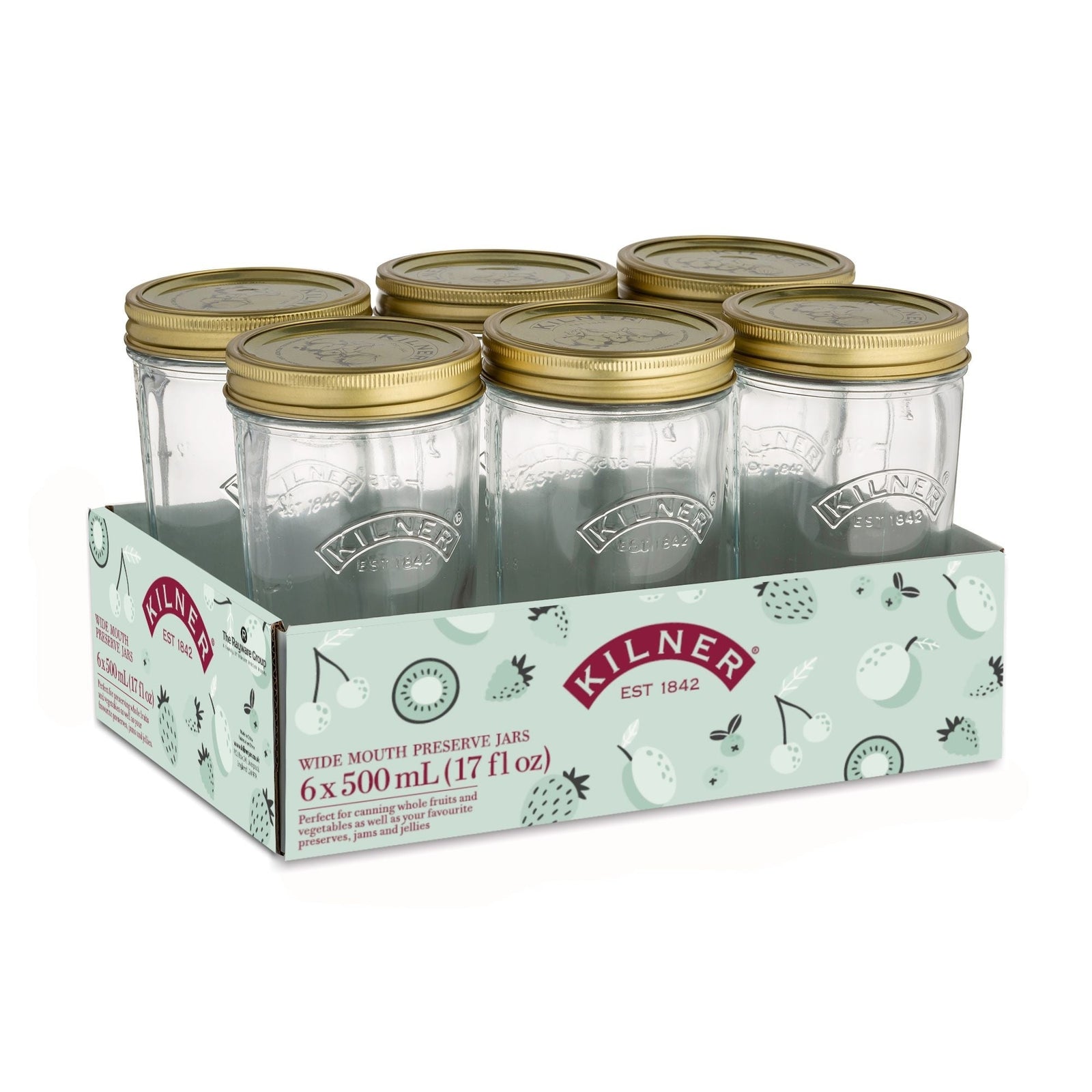 Wide Mouth Glass Mason Jars with Sealing Lids, 500-mL, 6-pk Q5L9 - product image 1