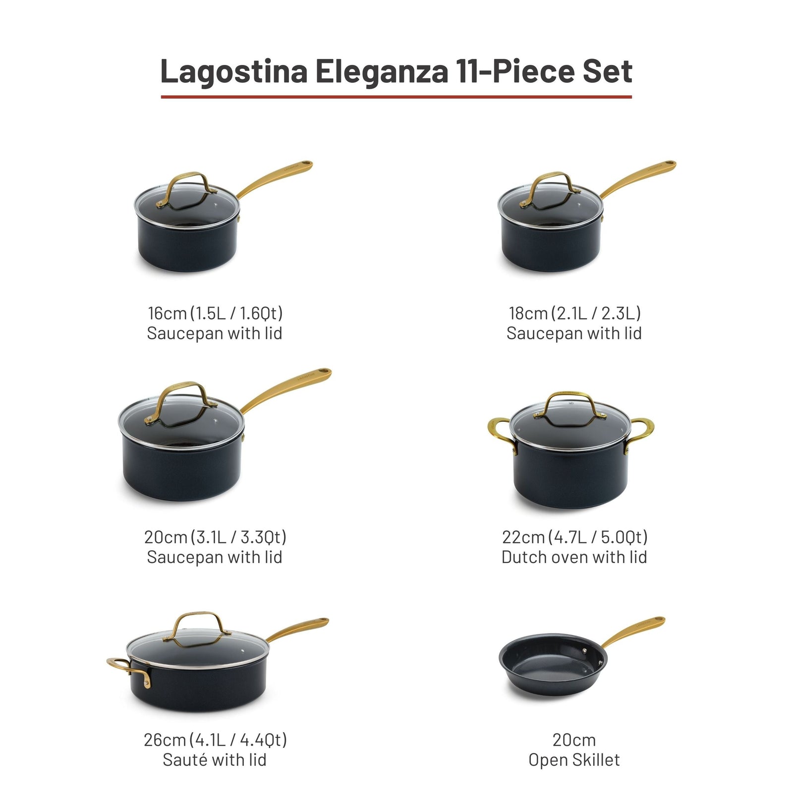 Eleganza Ceramic Pro Non-Stick Cookware Set, 11-pc Y9C7 - product image 5