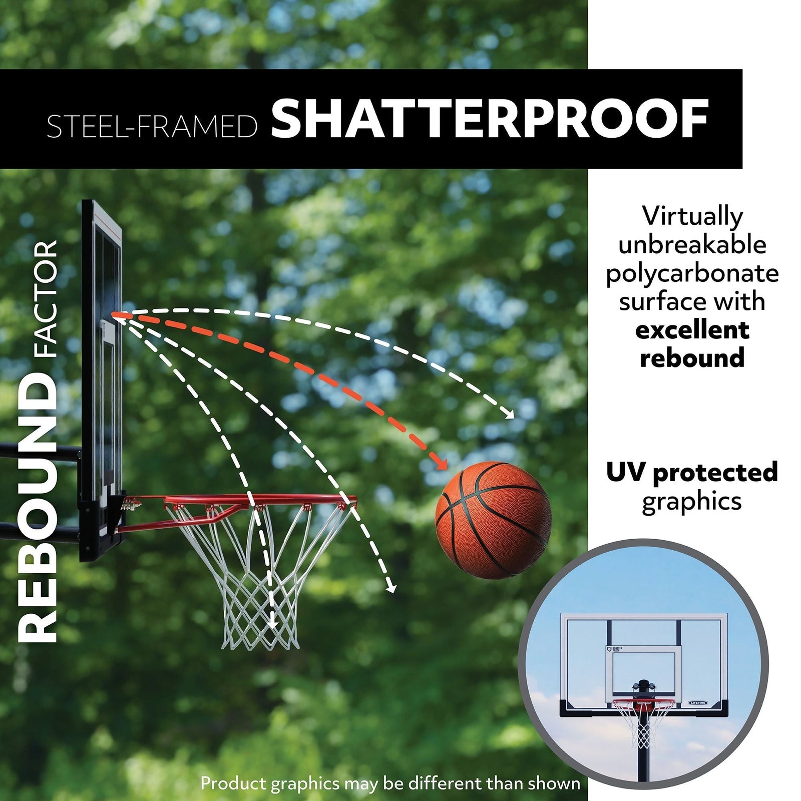 Portable Adjustable Basketball Backboard, Hoop & Net System, 50-in P8W9 - product image 5