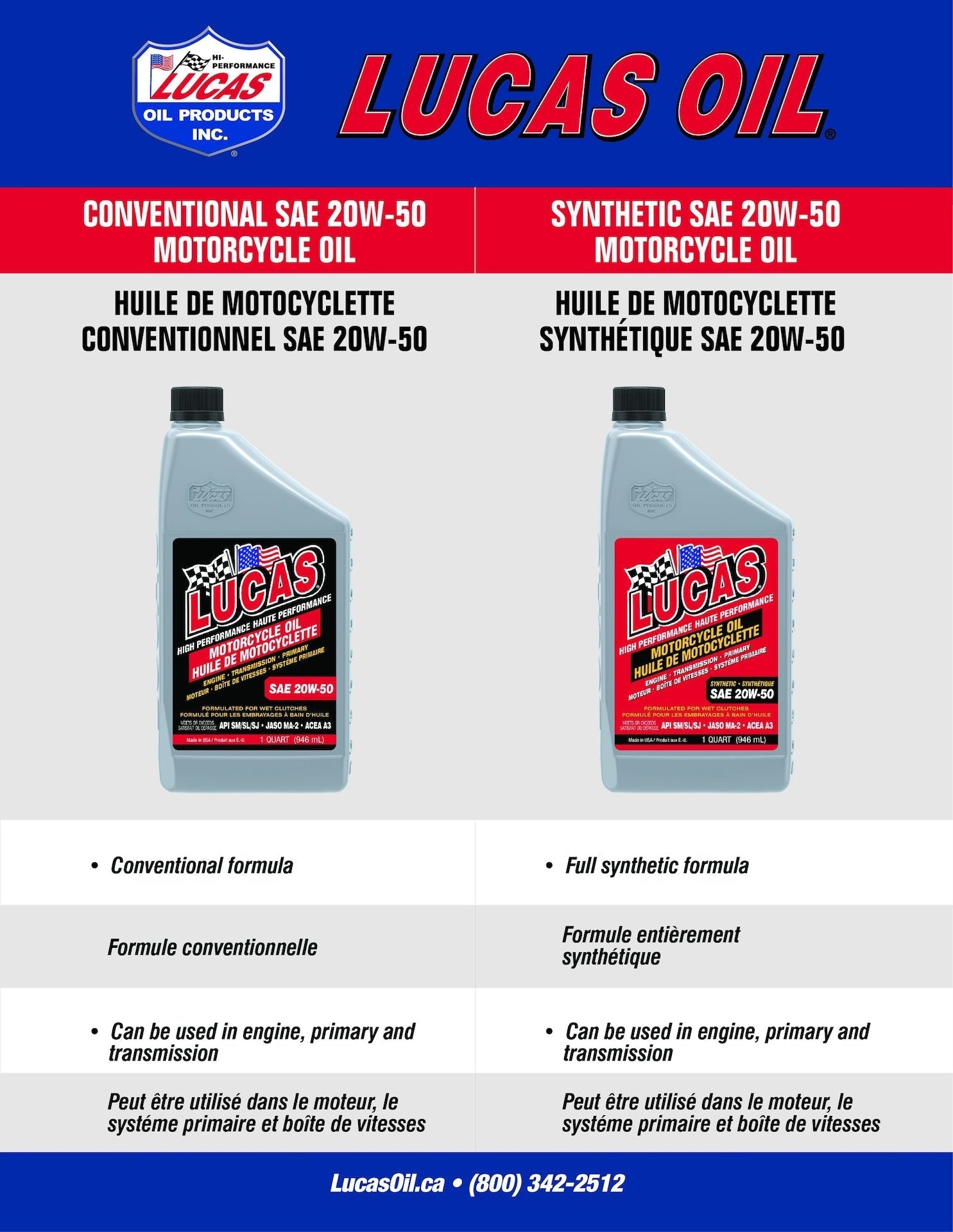 SAE 20W-50 High Performance Motorcycle Oil, 946-mL F3M8 - product image 4