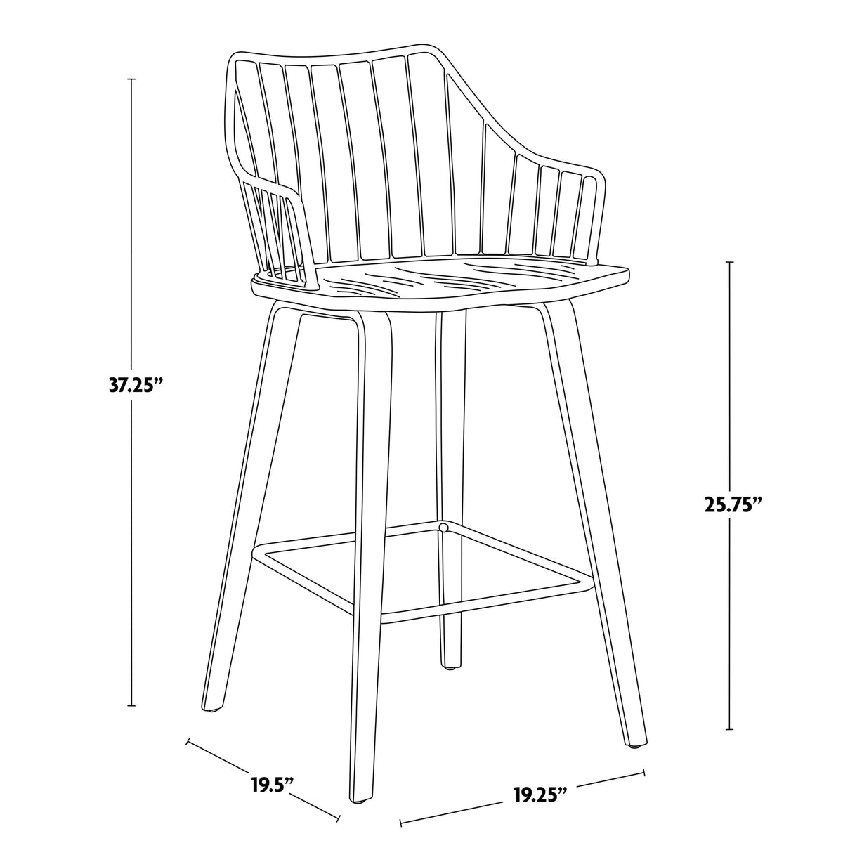Winston Fixed-Height Counter Stool, Wood, 26-in I1I6 - product image 7