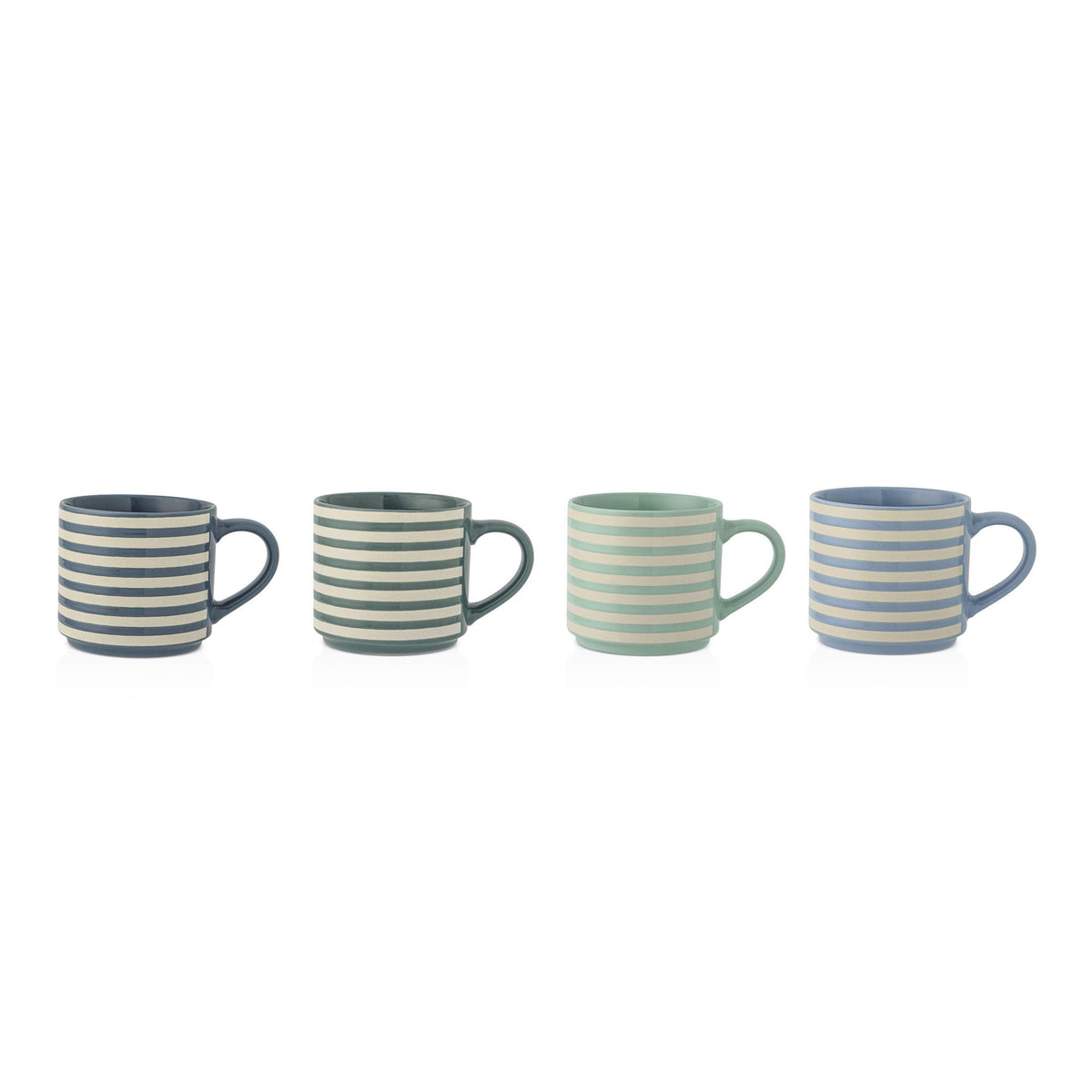 Blue Strip Stackable Mugs, Assorted Colours, 4-pk P6Z9 - product image 1