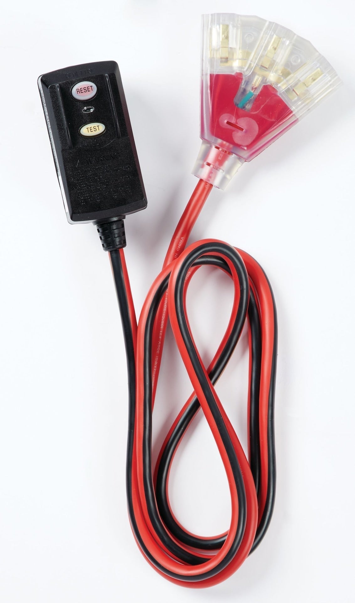 6-ft 14/3 Outdoor GFCI Extension Cord with 3 Grounded Outlets, Lighted End, Block/Red D5U4 - product image 2