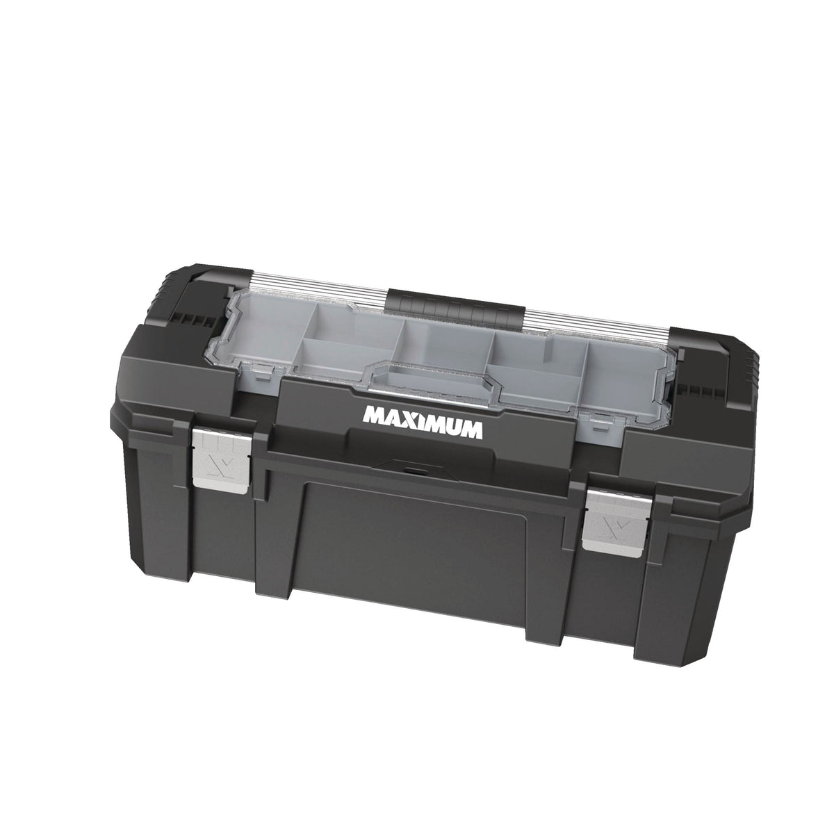 Heavy-Duty Plastic Tool Box with Removable Tray & Organizer, 26-in, Black C1V4 - product image 1