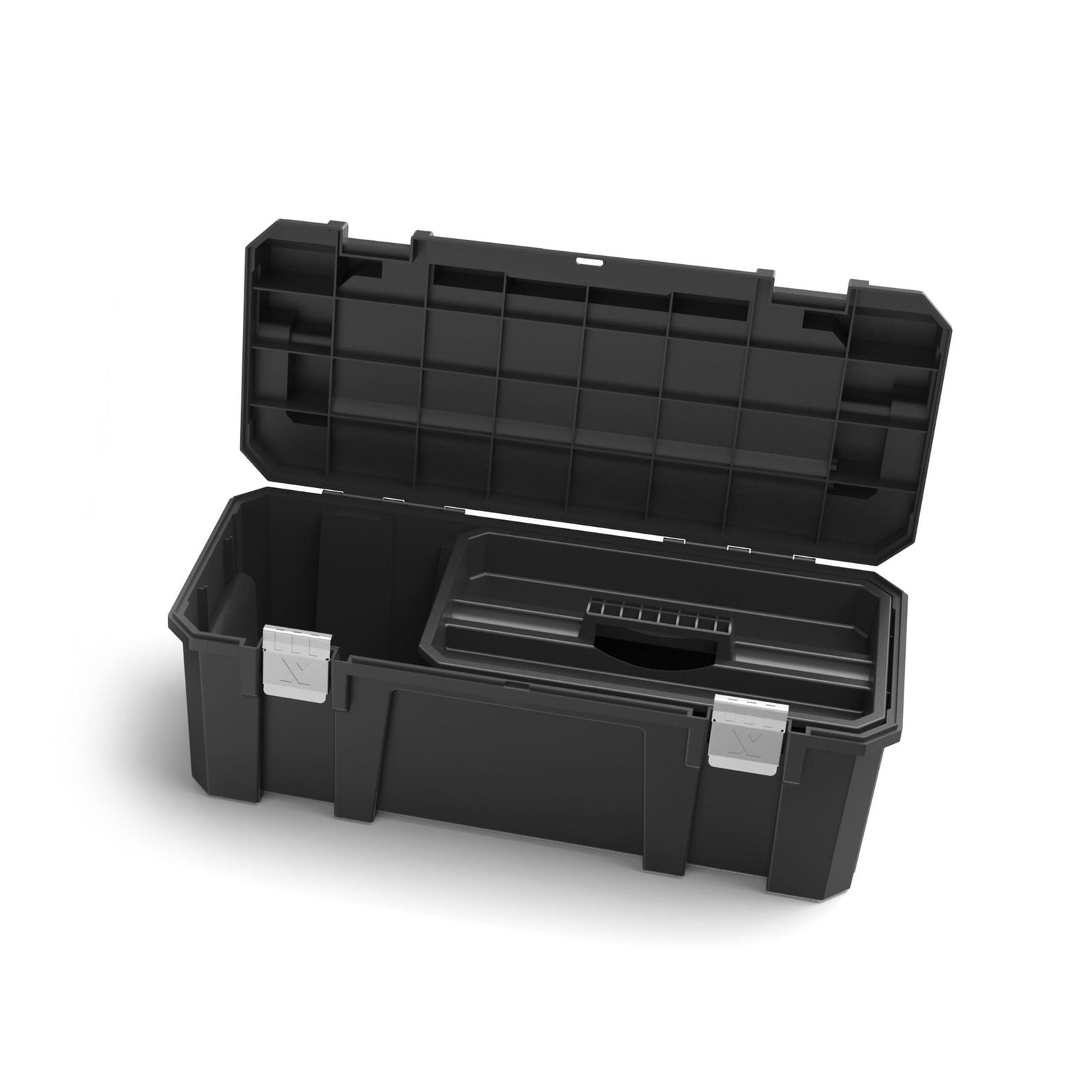 Heavy-Duty Plastic Tool Box with Removable Tray & Organizer, 26-in, Black C1V4 - product image 2