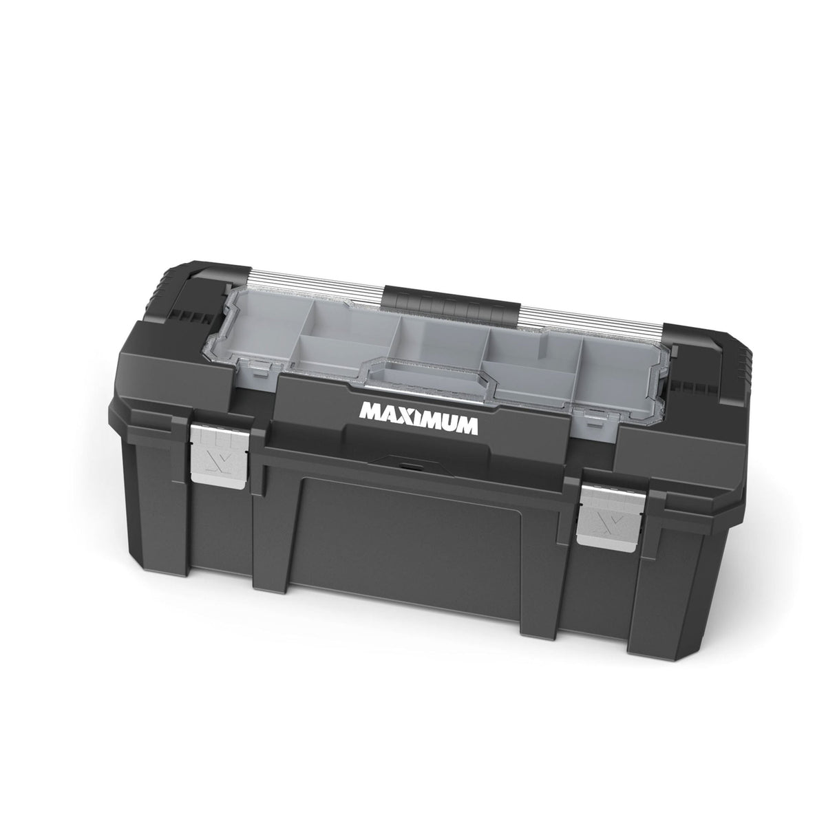 Heavy-Duty Plastic Tool Box with Removable Tray & Organizer, 26-in, Black C1V4 - product image 3