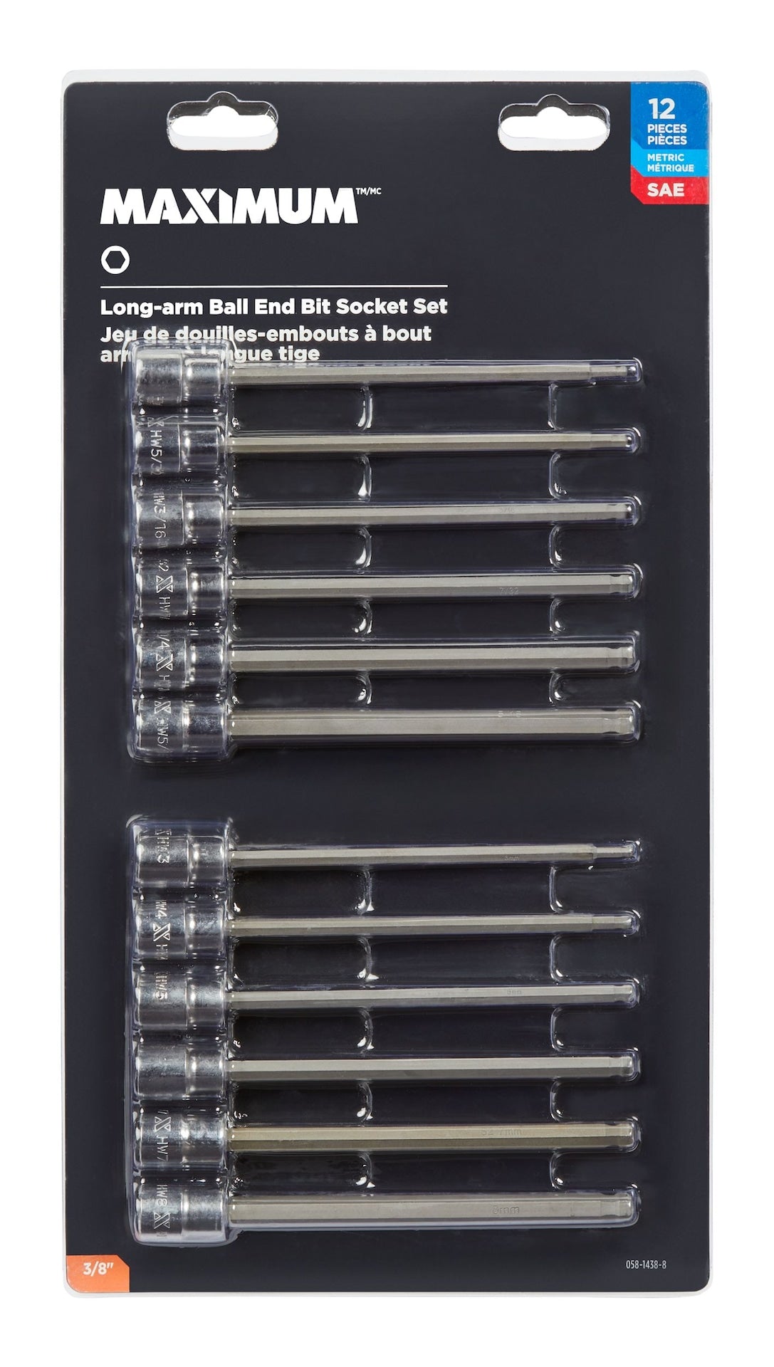 Long-Arm Ball End Bit Socket Set, 3/8-in, 12-pc O3L4 - product image 4