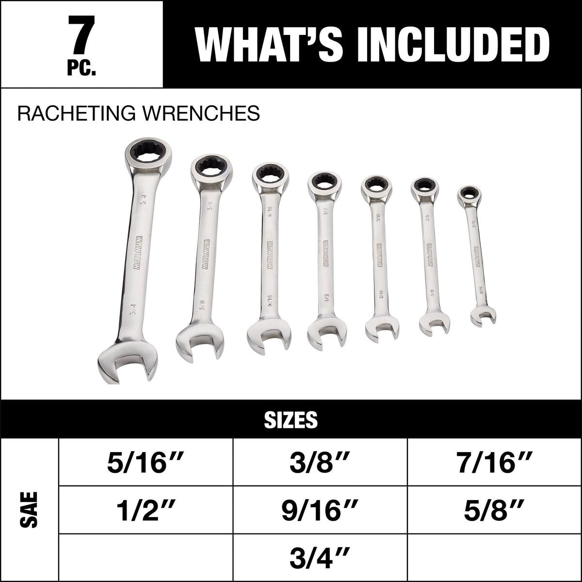 Ratcheting Wrench Set, SAE, Nickel-Chrome Plating, 7-pc L6N2 - product image 8