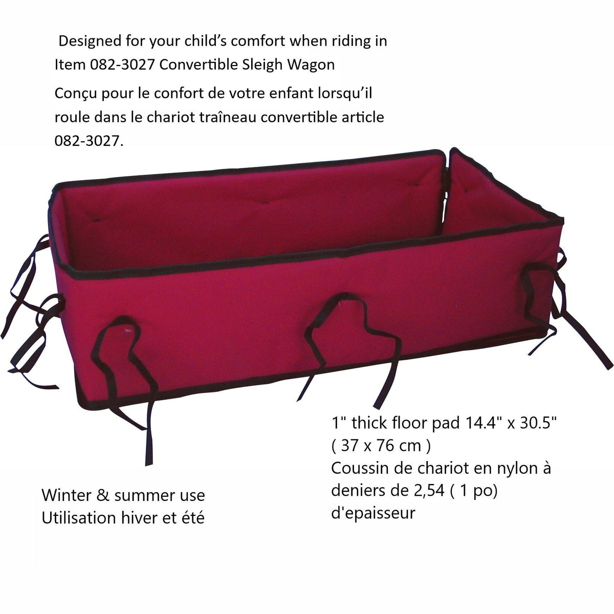 Industries All-Season Foam Padded Seat Cushion & Side Pads For Convertible Wagon Sleigh/Sled, Red O7I8 - product image 3