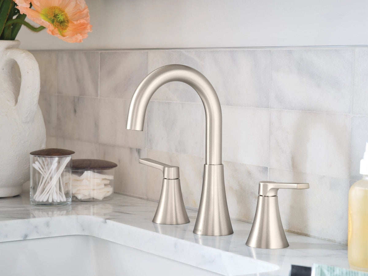 Mikah Double Handle Widespread Bathroom Faucet, Spot Resist Brushed Nickel B4T9 - product image 3