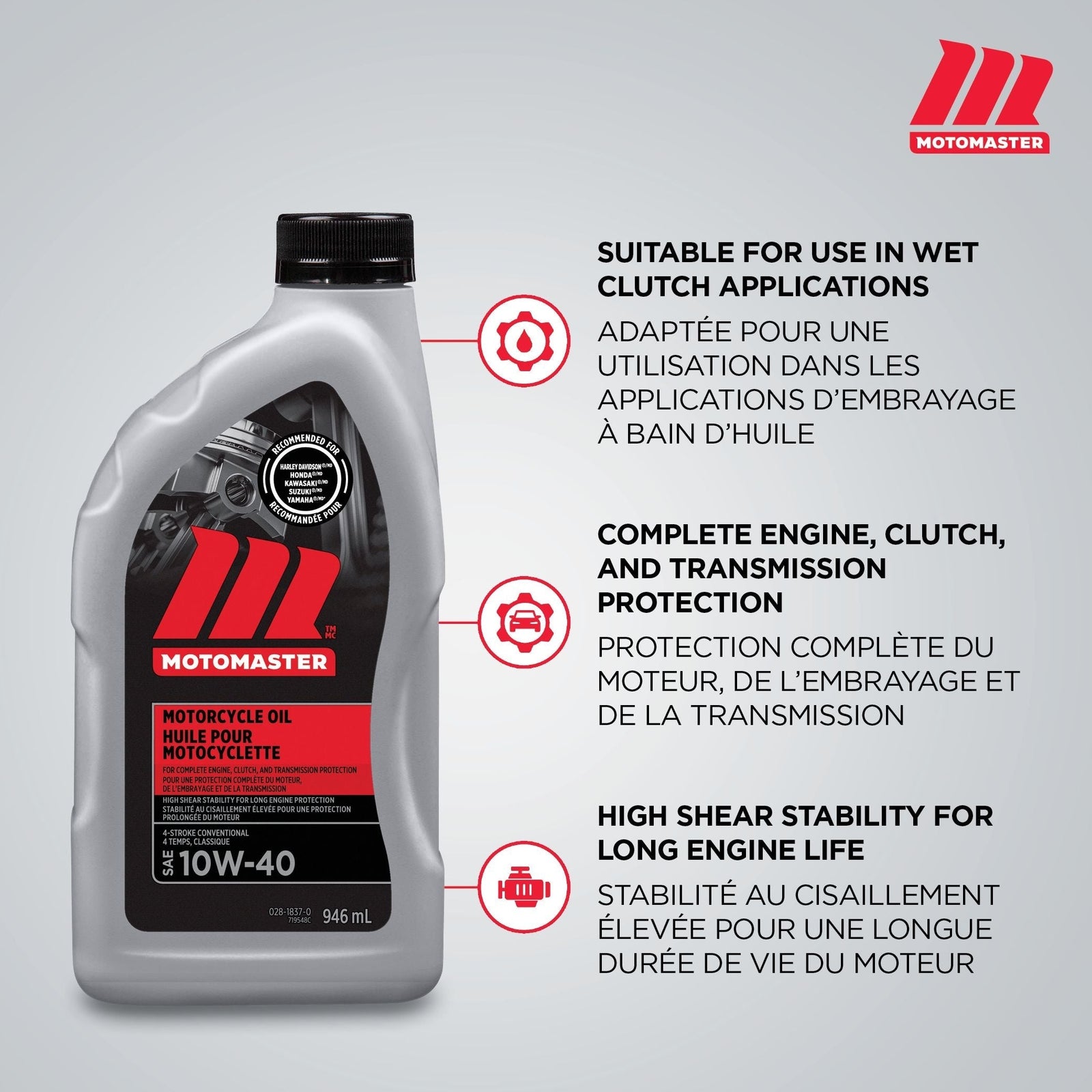 10W40 4-Stroke Motorcycle Oil, 946-mL V7Y1 - product image 4