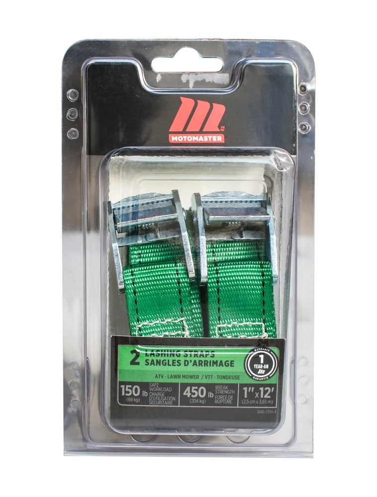 450-lb Light Duty Lashing Straps with Cam Buckle Clasps, Weatherproof, 1-in x 12-ft, 2-pk B3R2 - product image 2