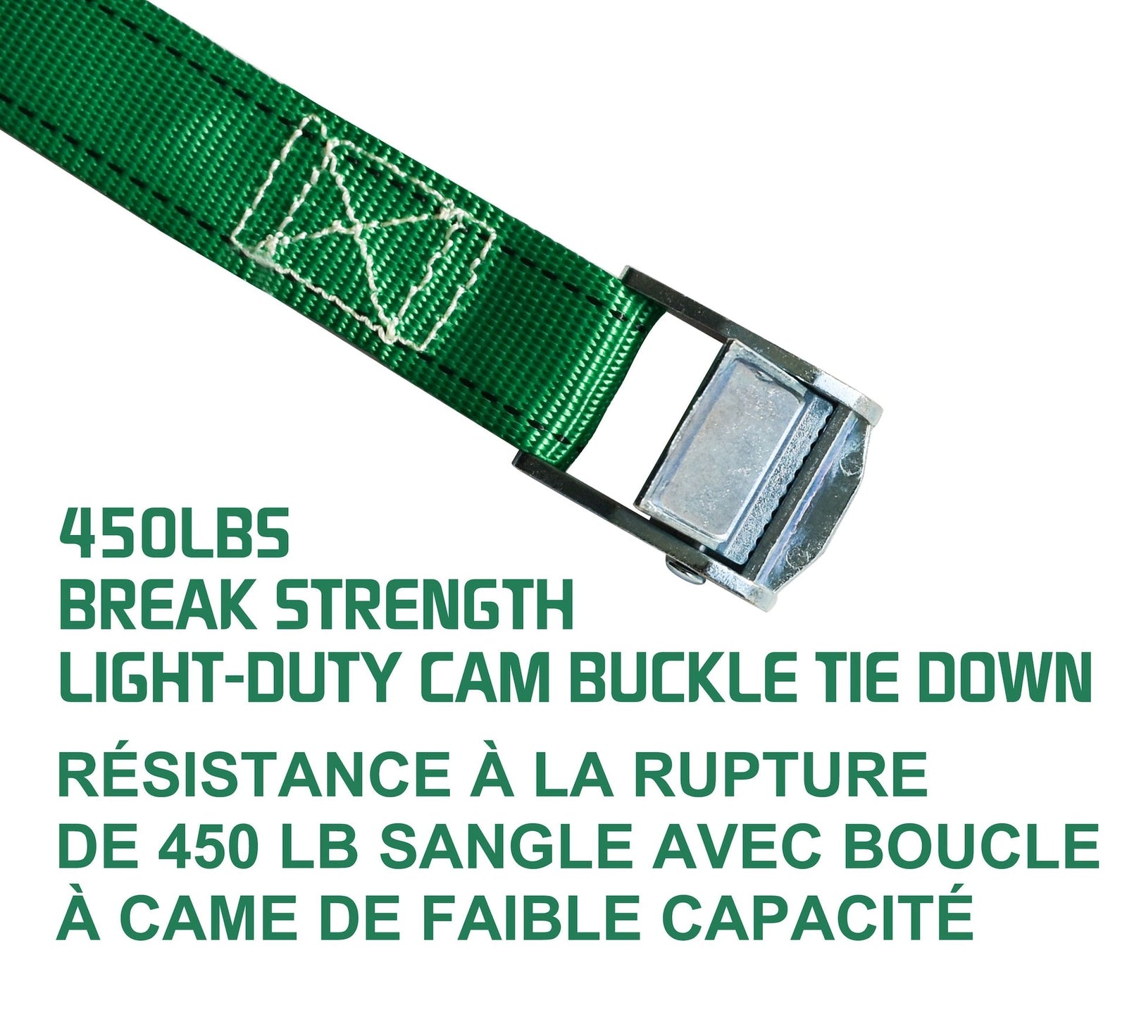 450-lb Light Duty Lashing Straps with Cam Buckle Clasps, Weatherproof, 1-in x 12-ft, 2-pk B3R2 - product image 4
