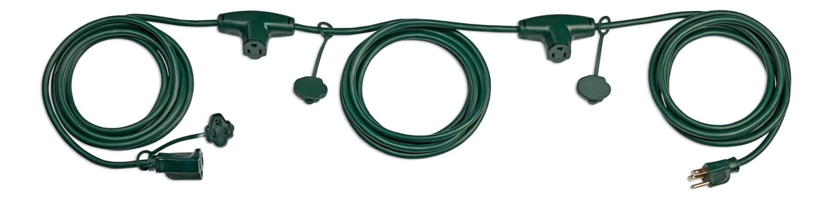25-ft Outdoor Extension Cord, 3 Outlets, Safety Cover, Green X6G3 - product image 1