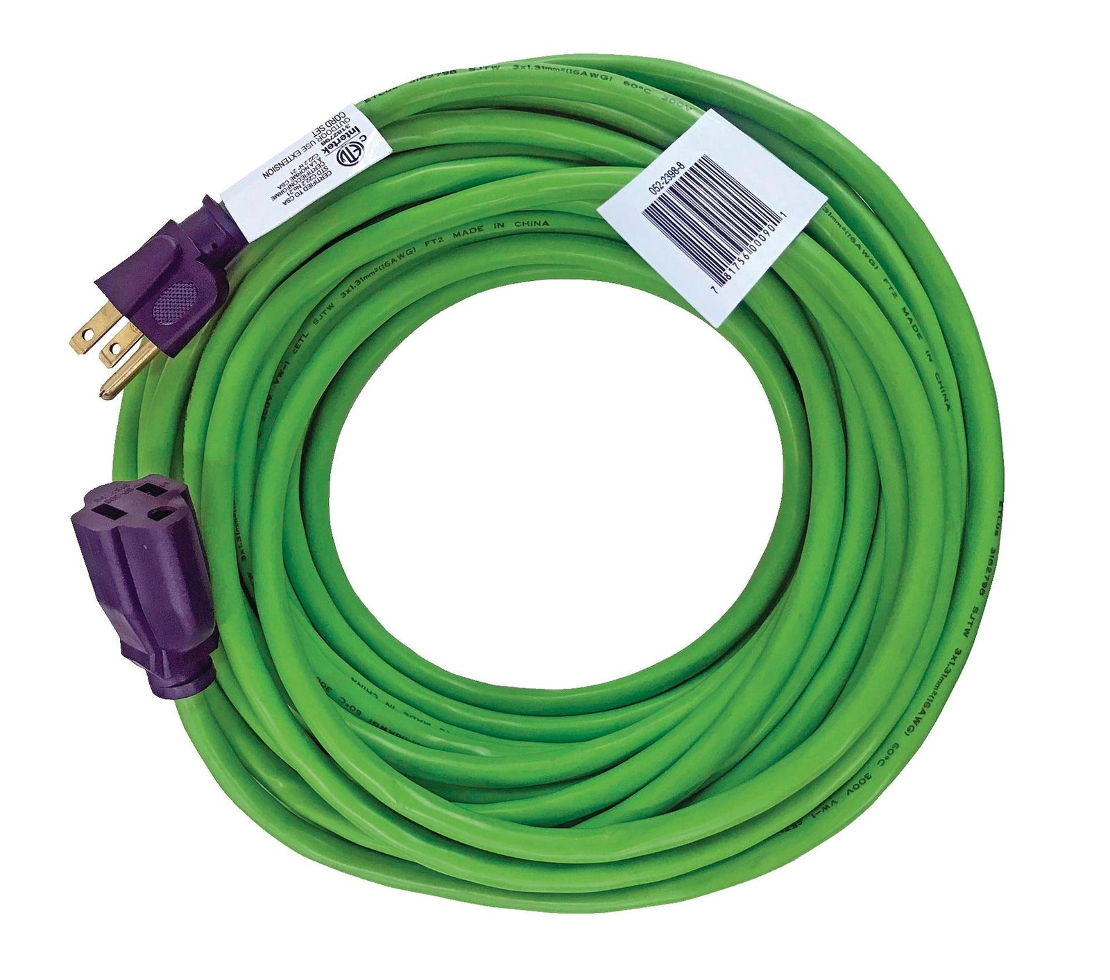 50-ft 3-in 16/3 Outdoor Extension Cord with Grounded Outlet, Lime Green X7H5 - product image 1