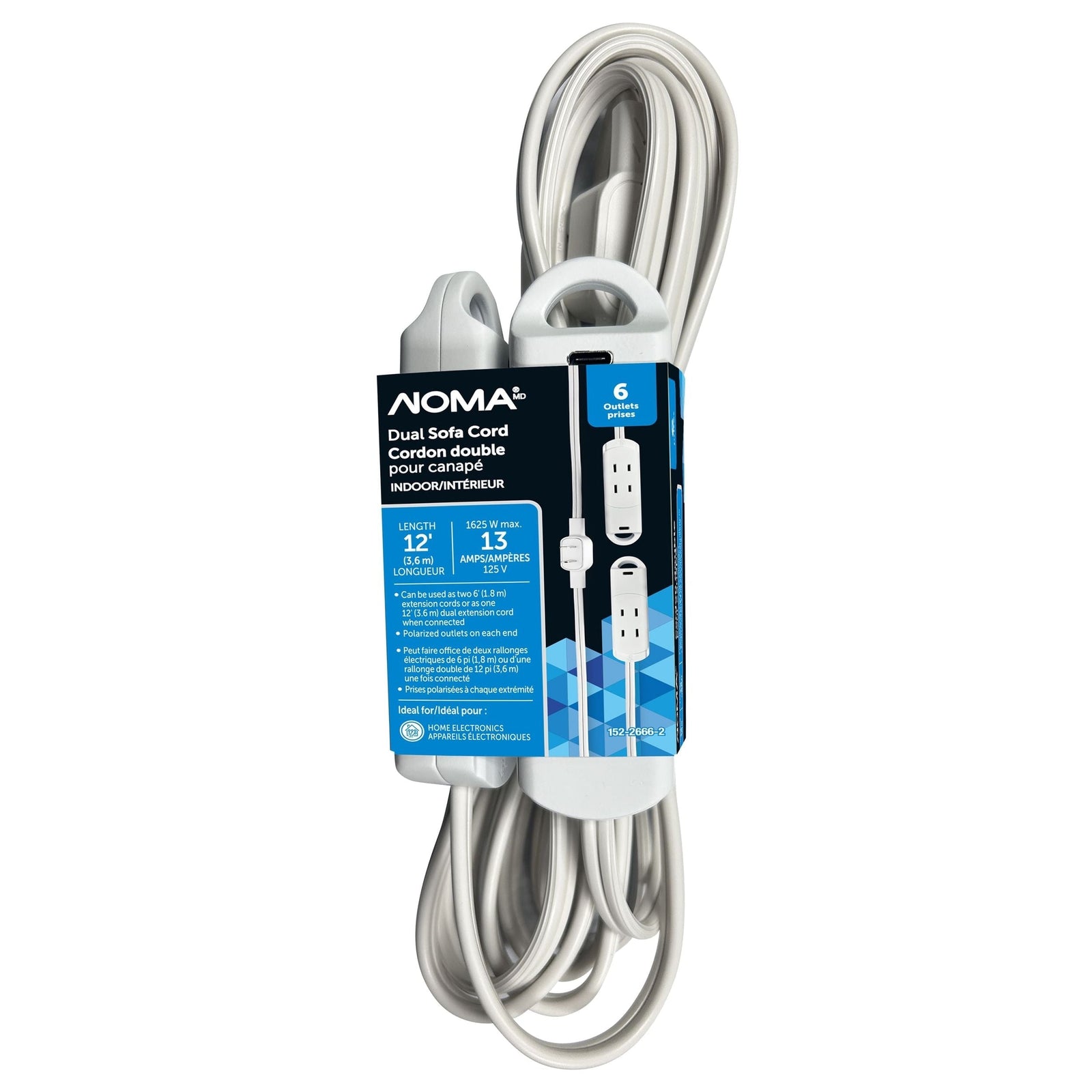 6-ft 13A 6-Outlet/1-USB-C White Indoor Twin Extension Cord Z1H7 - product image 1