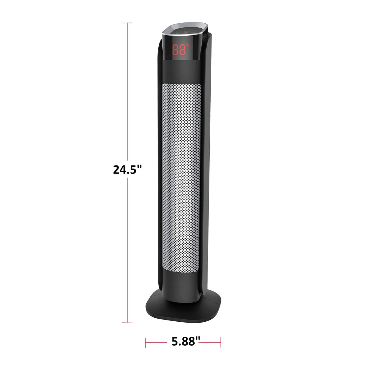Oscillating Tower Ceramic Heater withRemote Control & Thermostat, 1500W, Black, 24-in D4R2 - product image 4