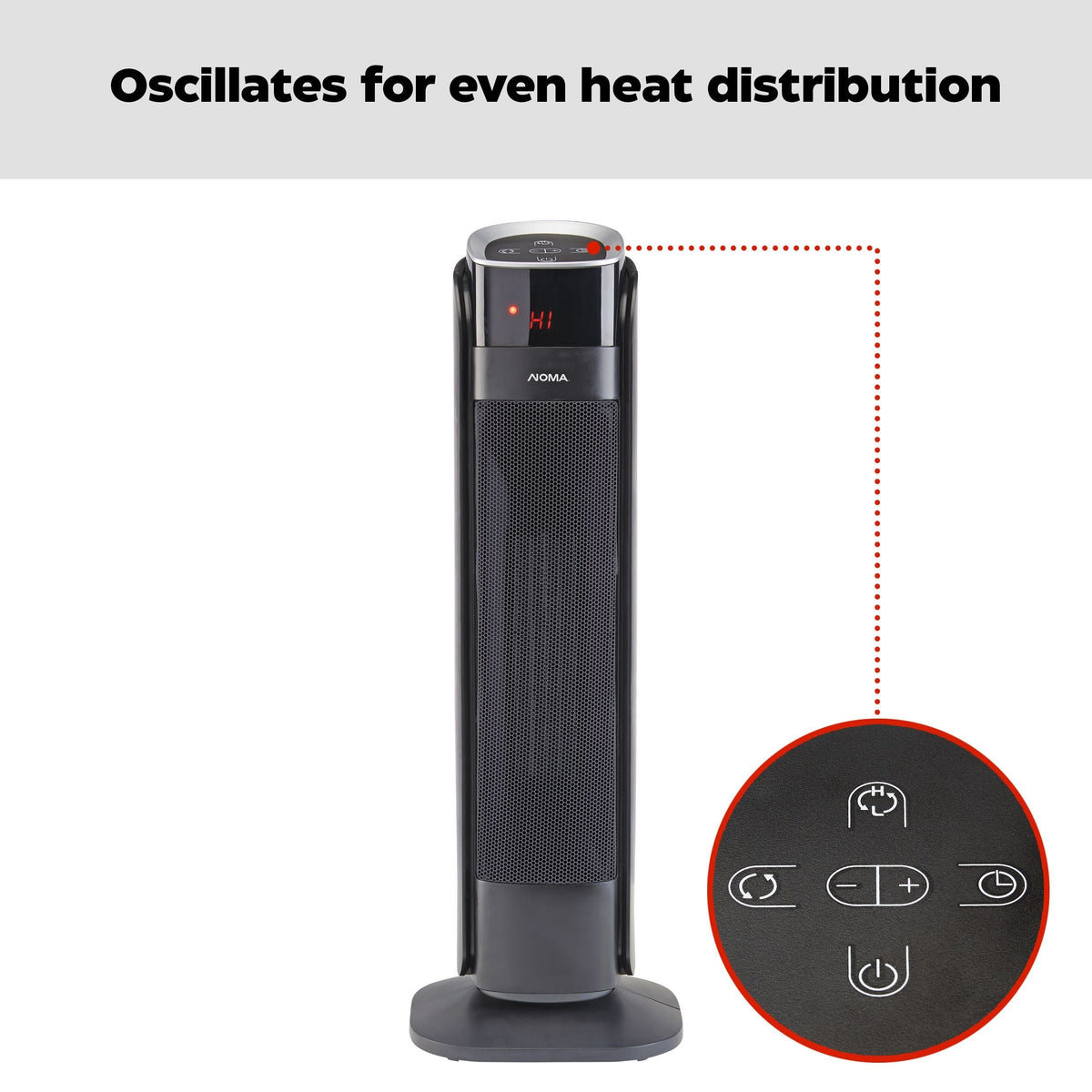 Oscillating Tower Ceramic Heater withRemote Control & Thermostat, 1500W, Black, 24-in D4R2 - product image 5