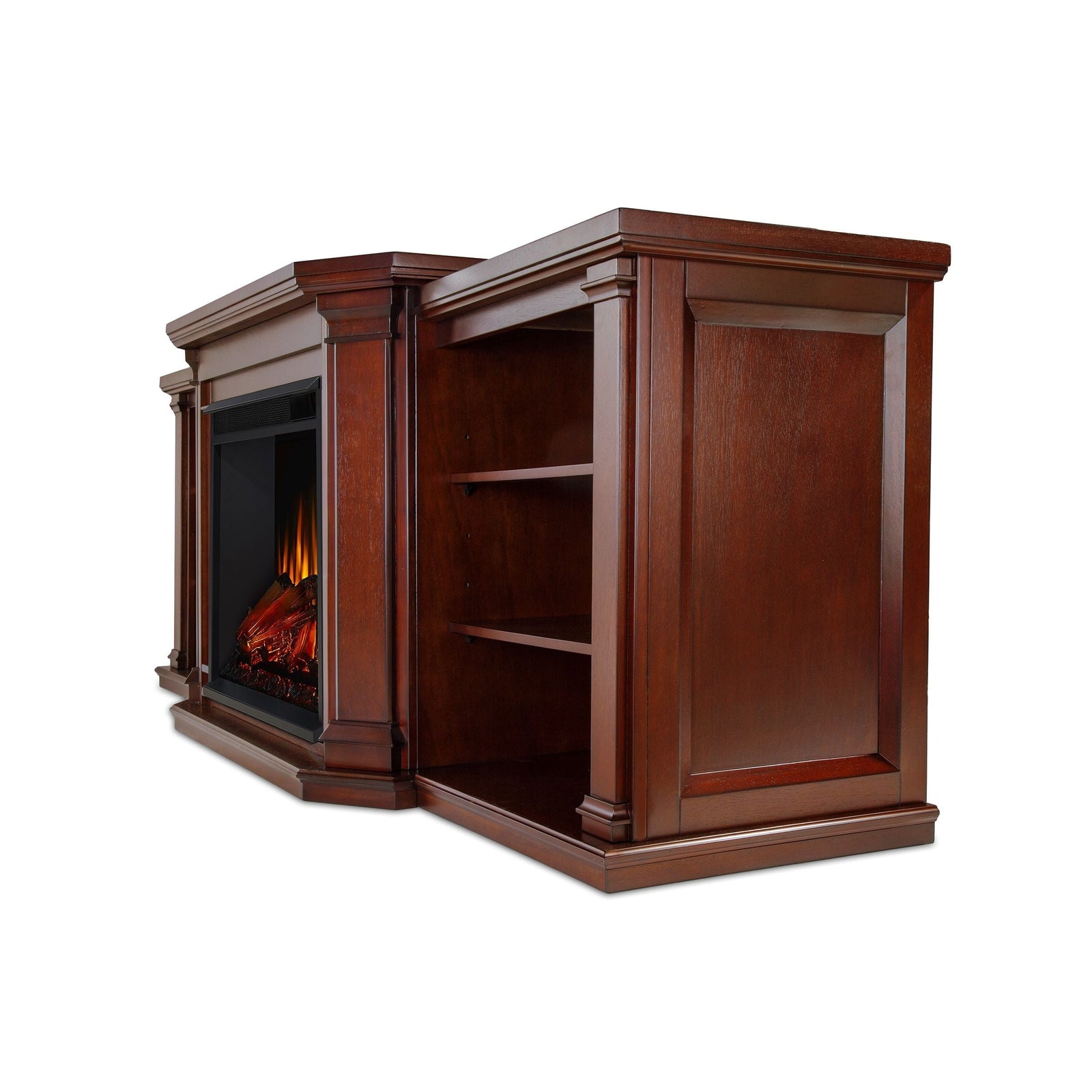Flame Valmont Media Indoor Electric Fireplace TV Stand, 74-in, 1500W, Includes Remote Control & Firebox, Dark Mahogany Z6N0 - product image 3