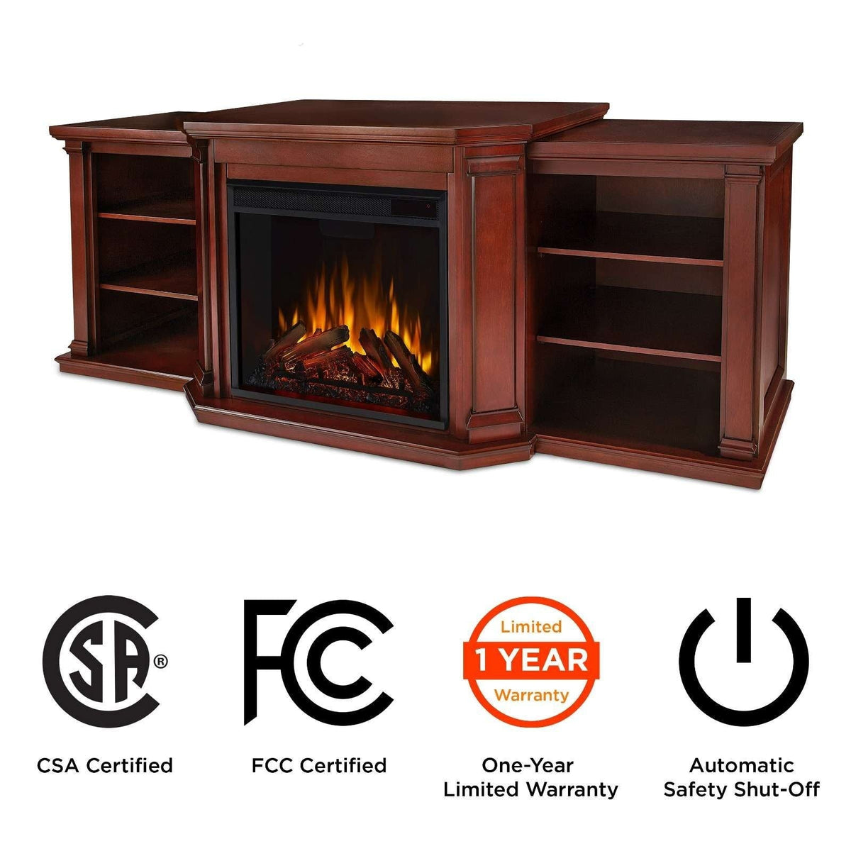 Flame Valmont Media Indoor Electric Fireplace TV Stand, 74-in, 1500W, Includes Remote Control & Firebox, Dark Mahogany Z6N0 - product image 7