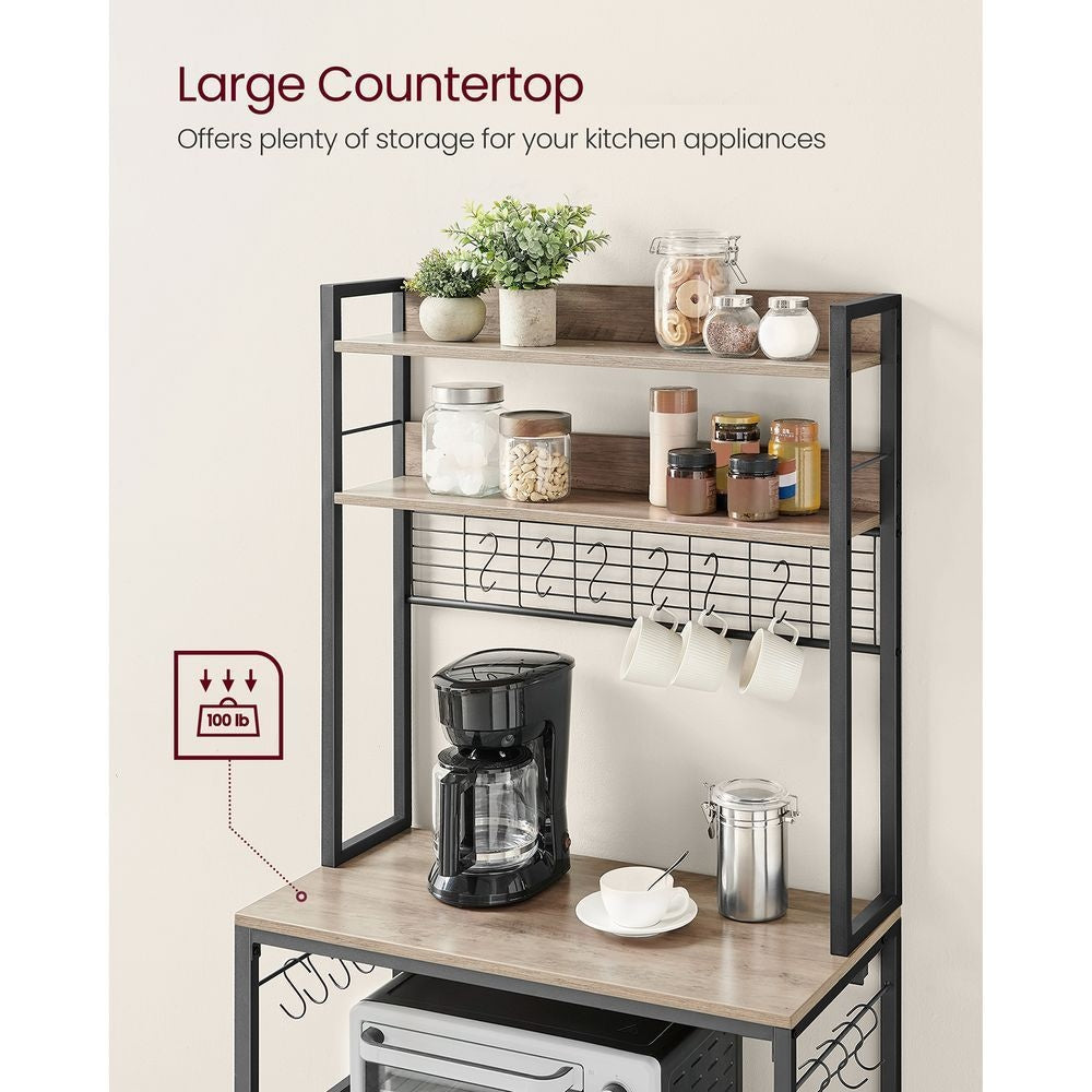 Home 5-Shelf Grey Baker's Rack with 4 AC Outlets D2K6 - product image 6
