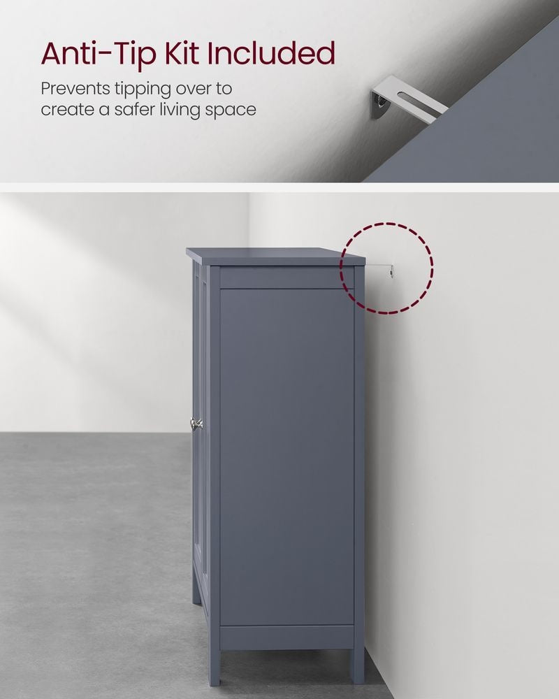 Home Dove Grey Floor Cabinet with 2 Adjustable Shelves H2W9 - product image 6
