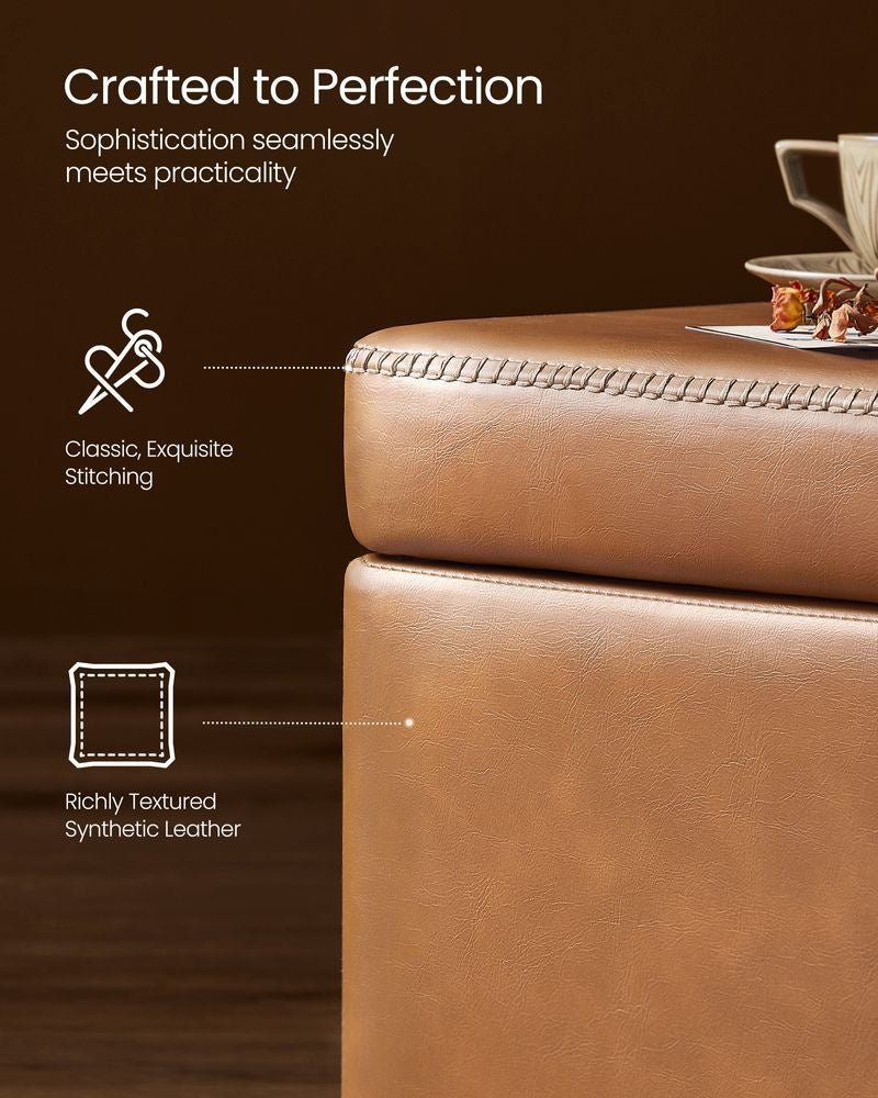 Home Mid-Century Modern Brown Storage Ottoman V2J0 - product image 4