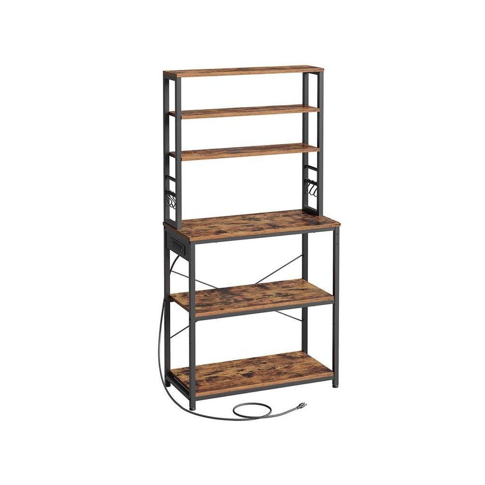Home Small Rustic Brown Baker's Rack with 4 AC Outlets E5H3 - product image 1