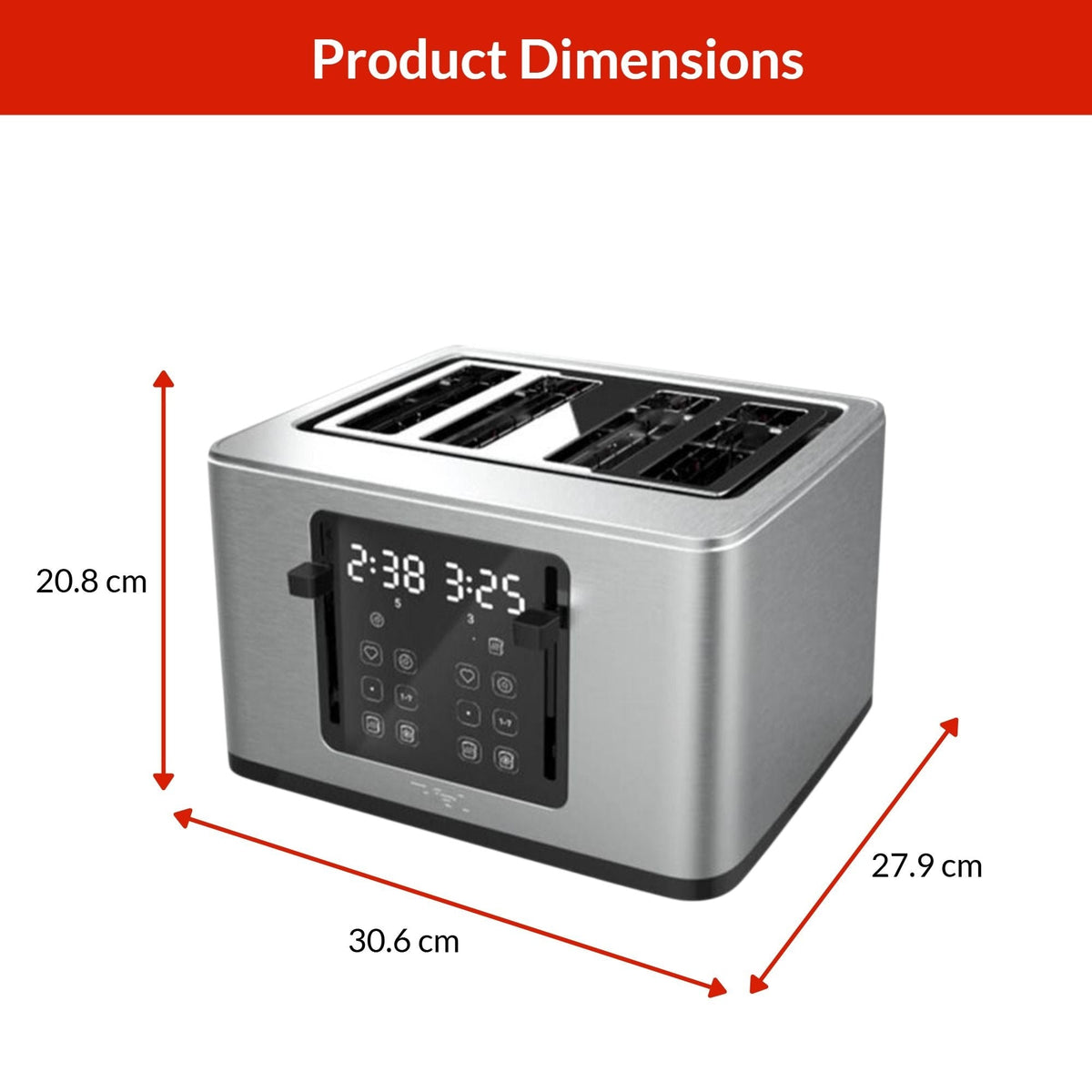 4-Slice Stainless Steel Digital Toaster, Extra wide slots, 7 Browning levels L2P6 - product image 3