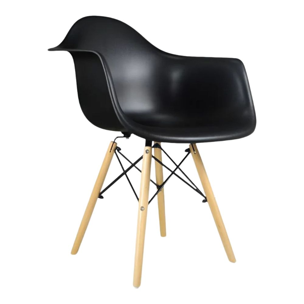 Me Home Black Plastic Bucket Armchair with Wood Legs B2X1 - product image 1