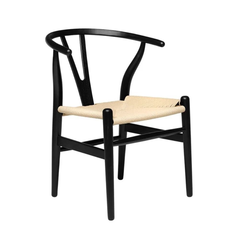 Me Home Wishbone Wood Dining Chair with Woven Seat, Black F1X0 - product image 2