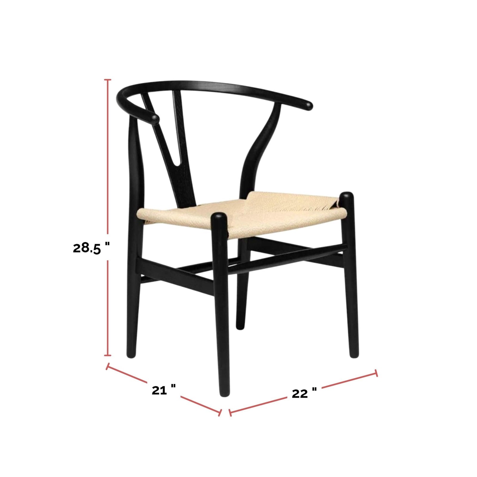 Me Home Wishbone Wood Dining Chair with Woven Seat, Black F1X0 - product image 3