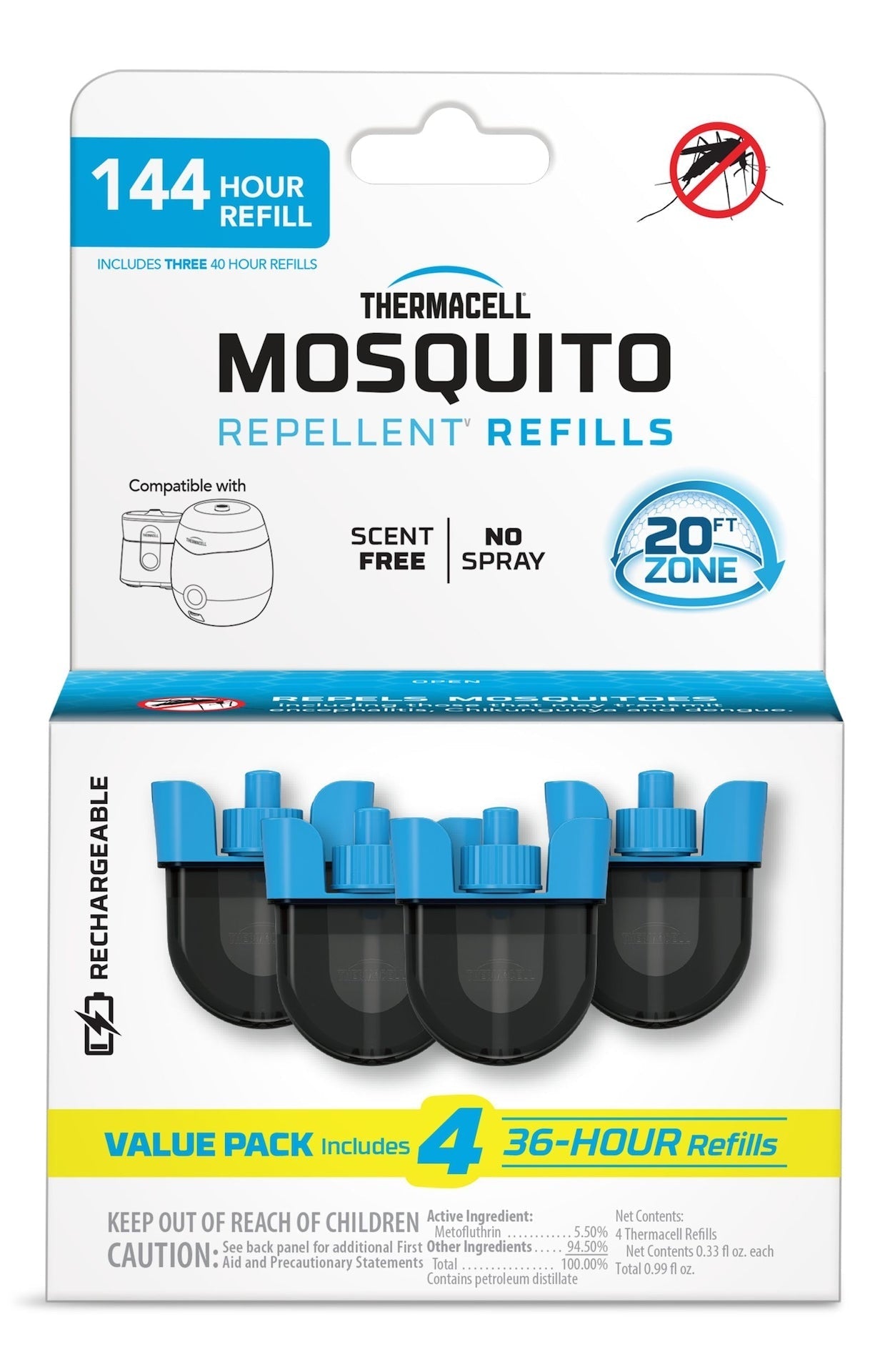 E-ZoneGuard Rechargeable Mosquito Repellent Refill 144-Hour Pack M8F7 - product image 3