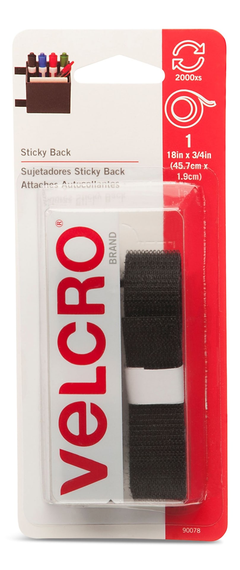 Adhesive General Purpose Sticky Back Tape, Black, 18 x 3/4-in, 1-pk K7R7 - product image 1