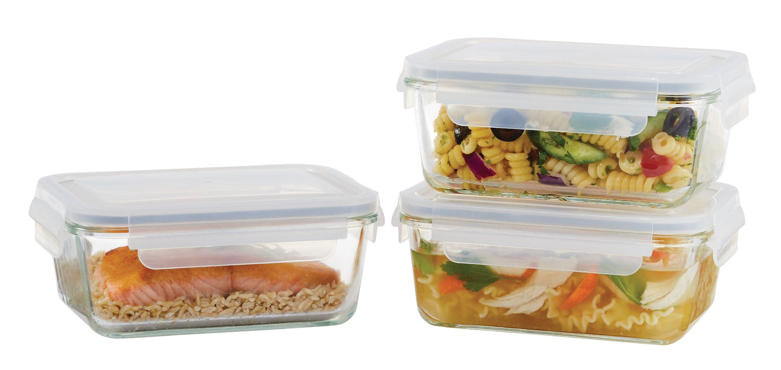 Glass Clip Lid Food Storage Container Set Leakproof, 980-mL, 3 Count I0K4 - product image 1