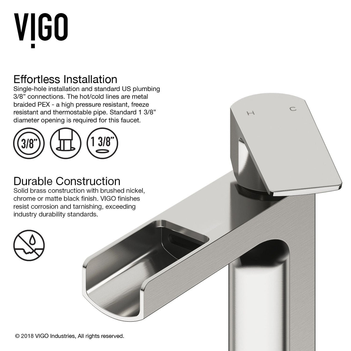 Amada Single Handle Vessel Single Hole Bathroom Sink Faucet, WaterSense Certified, Chrome C8N3 - product image 7